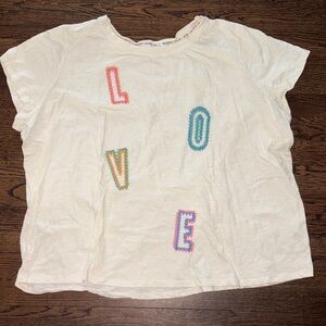 Peace Love World Cream Tee with Colorful LOVE Letters